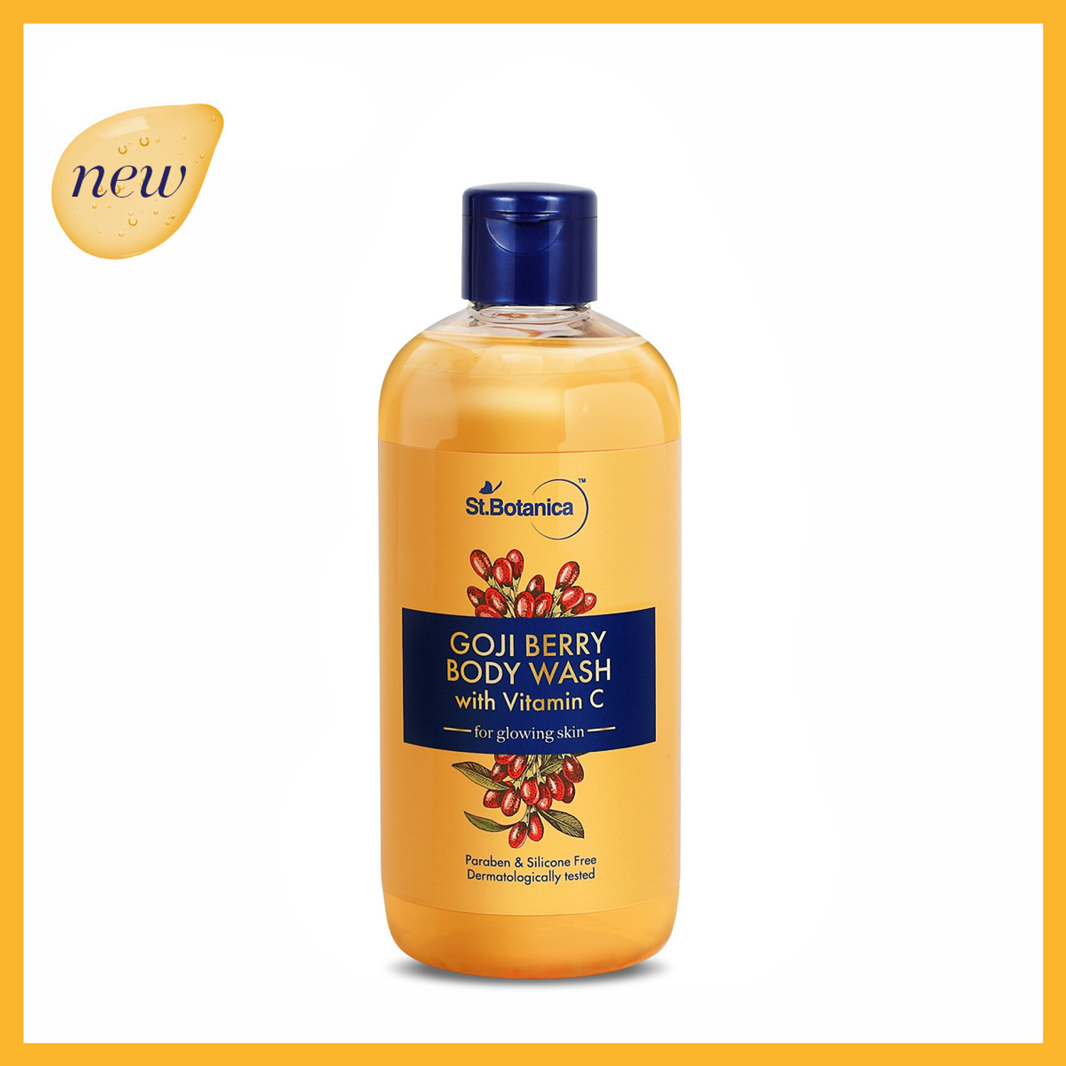 Image of St.Botanica Goji Berry Body Wash with Vitamin C for Glowing Skin, Dermatologically Tested (300 ml)