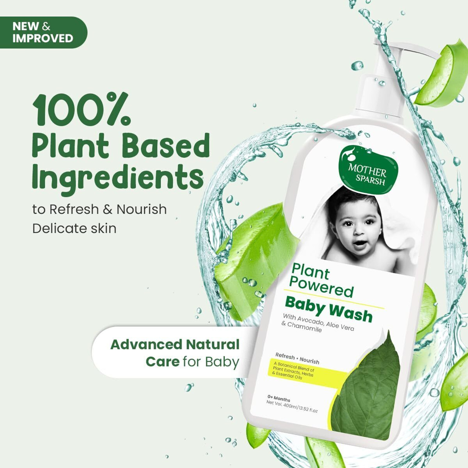 Image of Mother Sparsh Plant Powered Natural Baby Body Wash 400ml (400 ml)