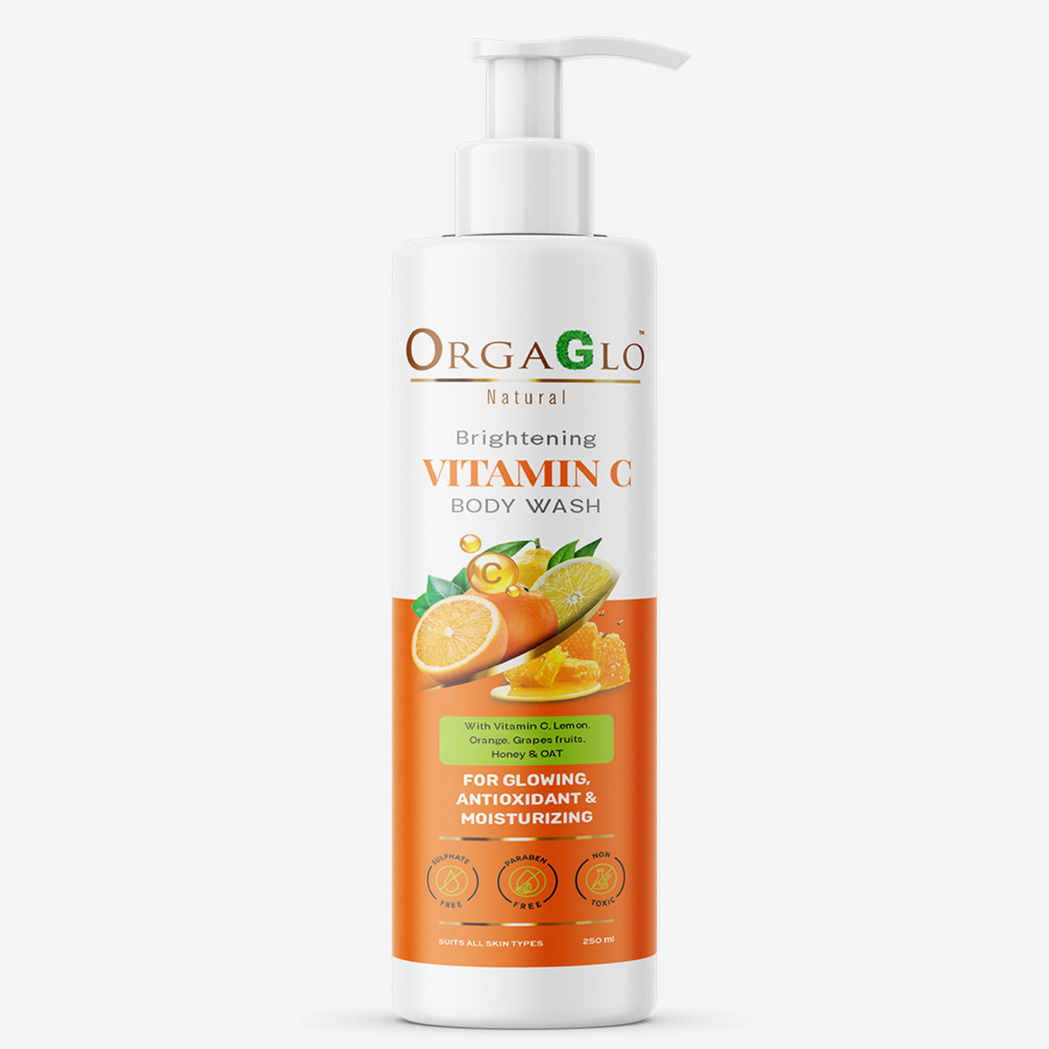 Image of orgaglo Natural Vitamin C Body Wash with Vitamin C, Honey and Oat for Skin Brightening