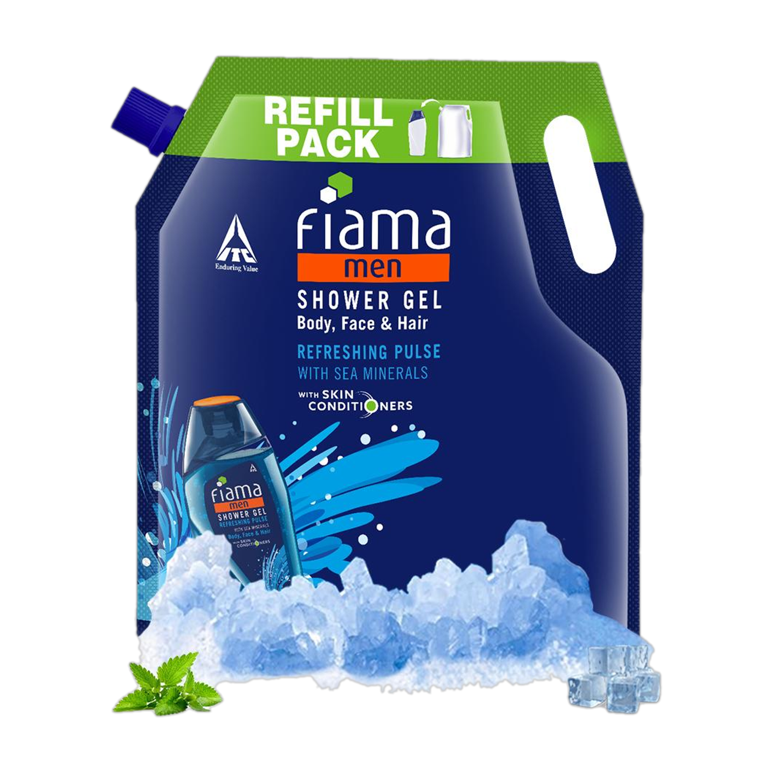 FIAMA Men Shower Gel Refreshing Pulse, Body Wash Pouch