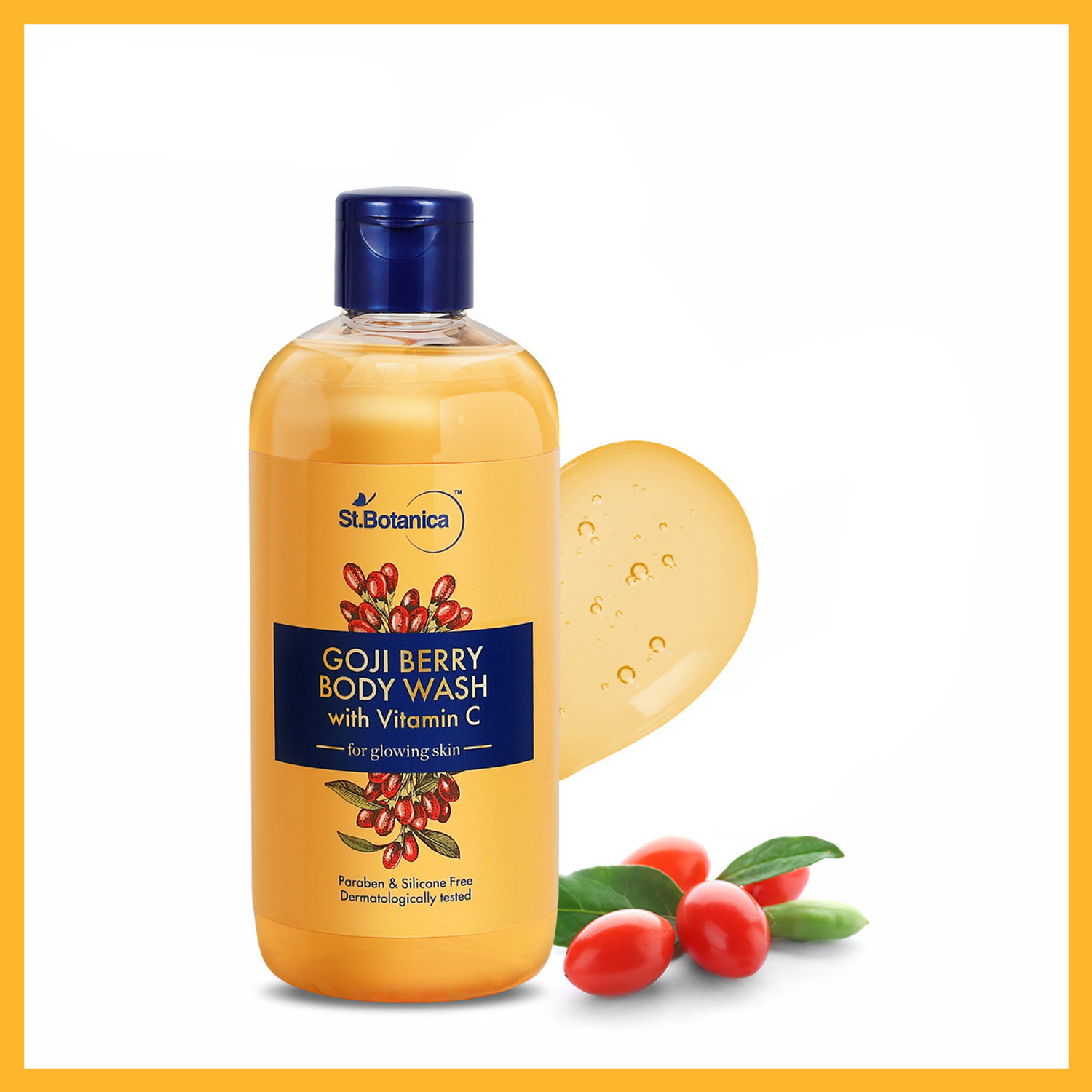 Image of St.Botanica Goji Berry Body Wash with Vitamin C for Glowing Skin, Dermatologically Tested (300 ml)
