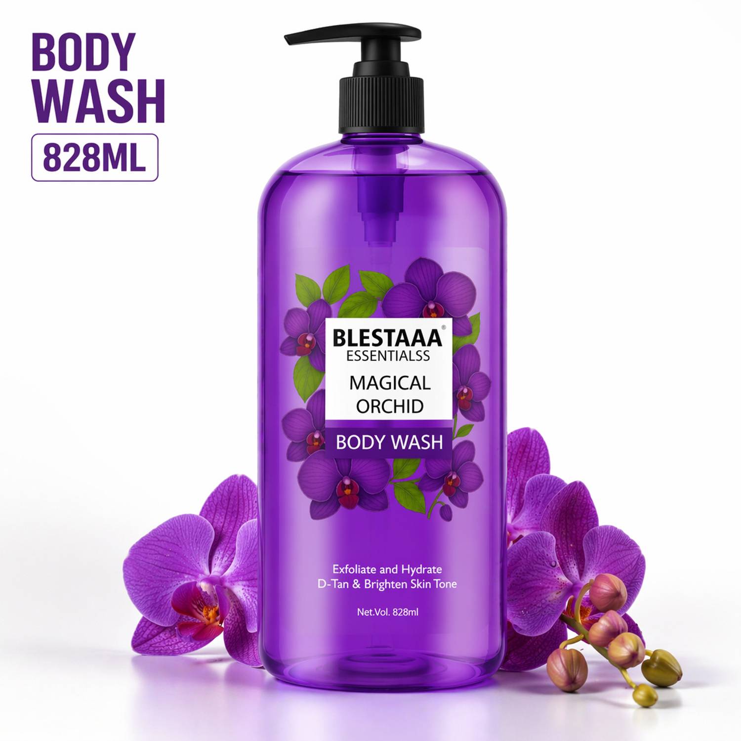 blestaaa essentialss Orchid Body Wash Hydrating & Nourishing Shower Gel | Suitable for All Skin Types