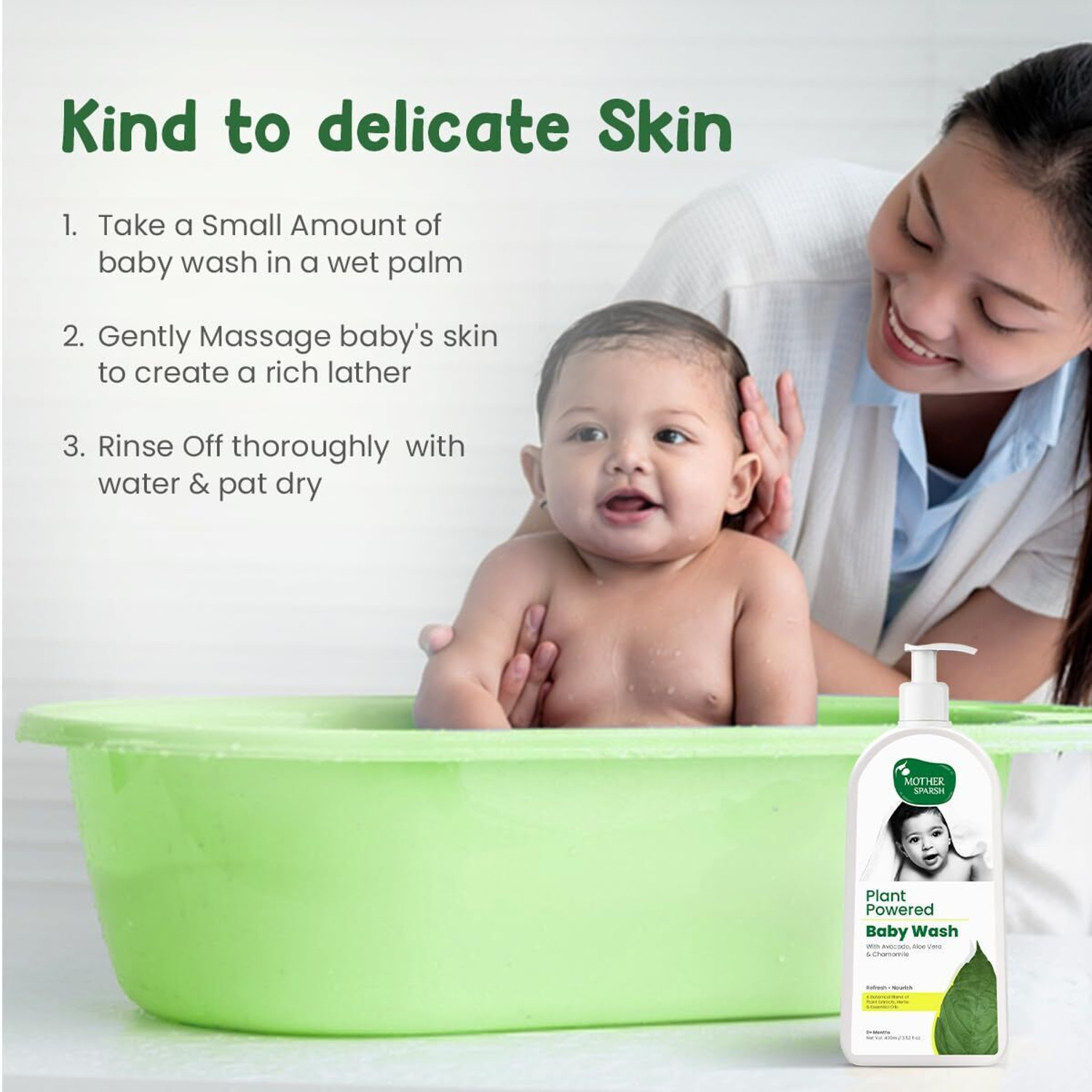 Image of Mother Sparsh Plant Powered Natural Baby Body Wash 400ml (400 ml)
