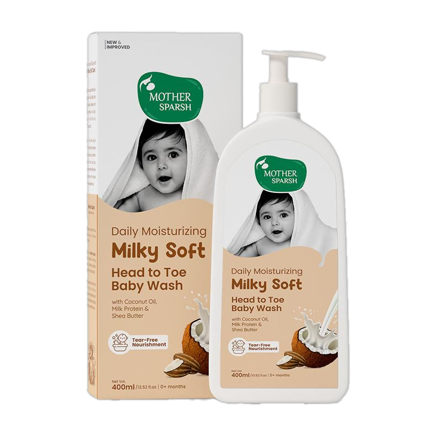 Mother Sparsh Milky Soft Head to Toe Tear Free 2 in 1 Natural Body Wash & Shampoo for Babies
