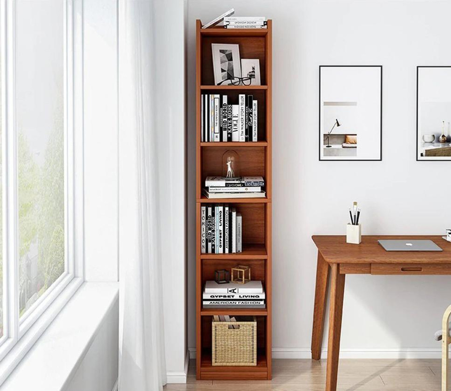 lukzer 6 layer Book Shelf (MR-005/Oak Brown) Engineered Wood Open Book