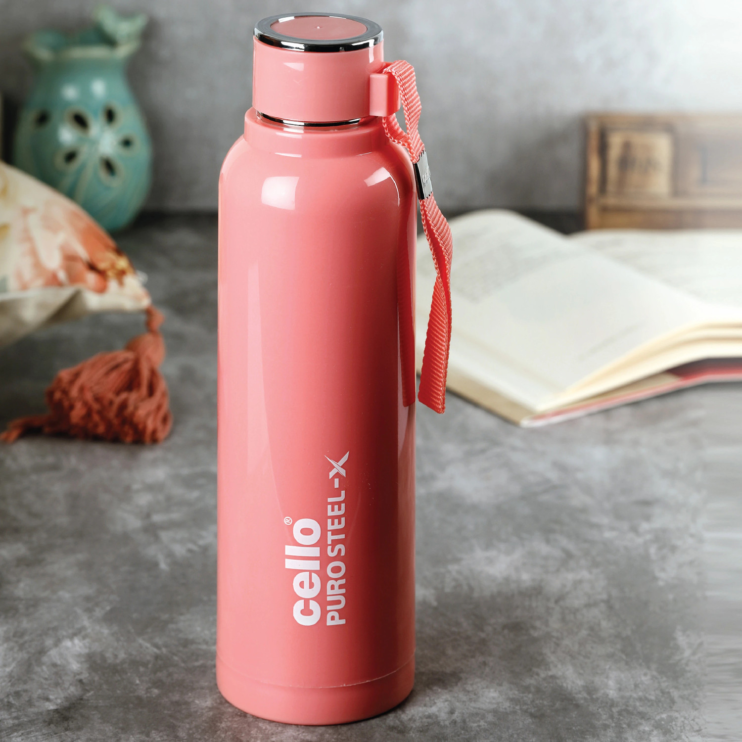 cello Puro Steel-X Benz Inner Steel Outer Plastic with PU Insulation Water Bottle 900 ml Bottle