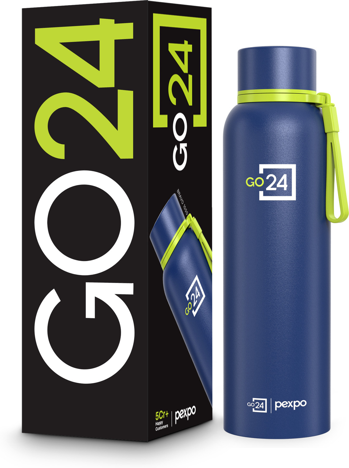 pexpo 1000 ml, 24 Hrs Hot & Cold ISI Certified, Bravo Vacuum insulated Water Bottle 1000 ml Flask