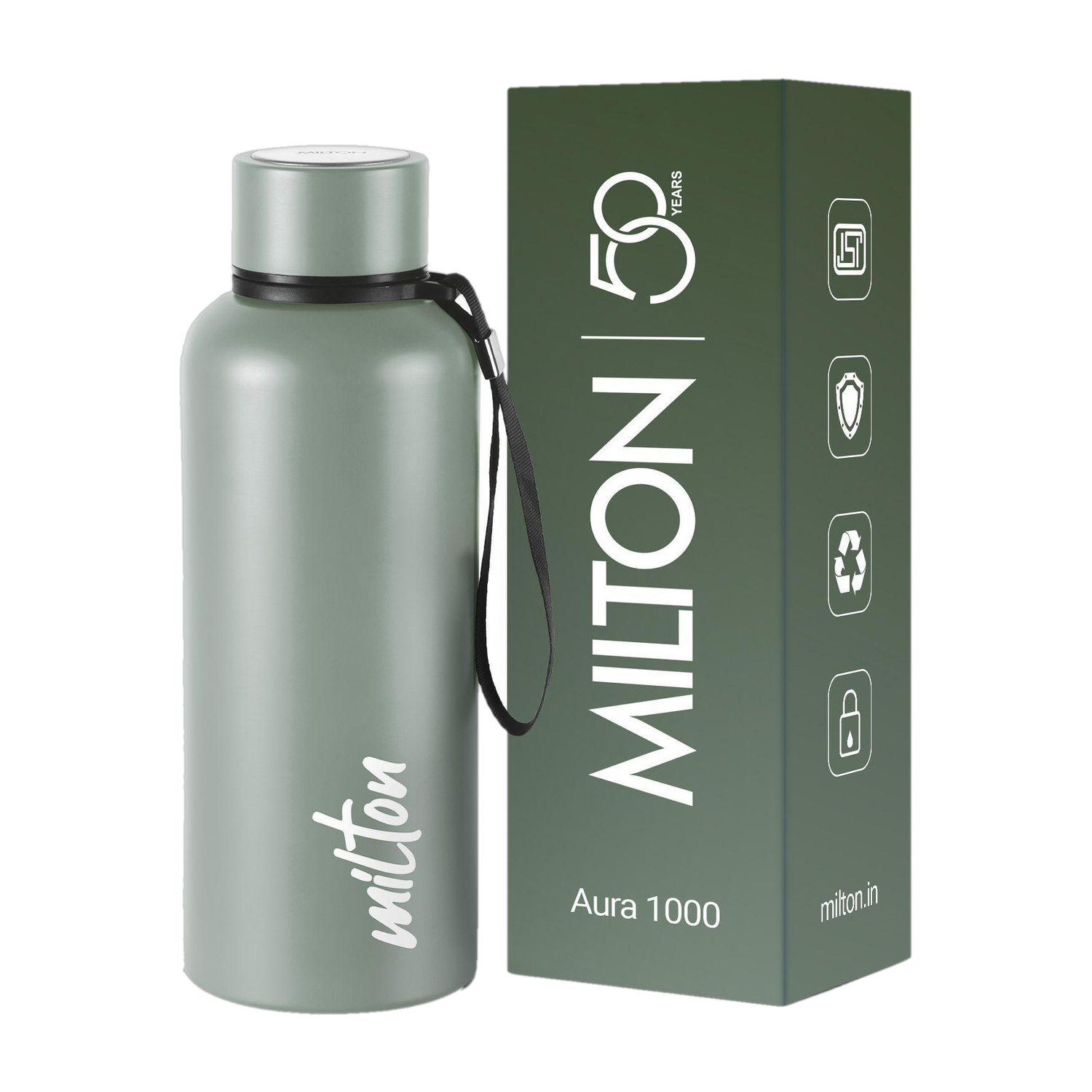 MILTON Aura 750 Thermosteel Bottle, 750 ml, Grey | 24 Hours Hot and Cold 750 ml Bottle