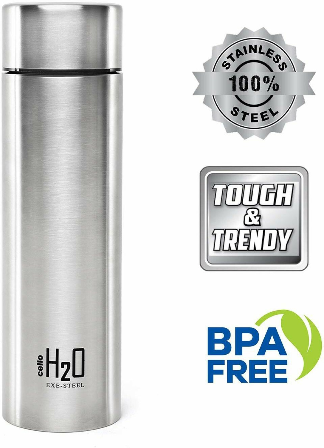 Image of cello H2O STEEL SILVER 3 1000 ml Steel Bottle