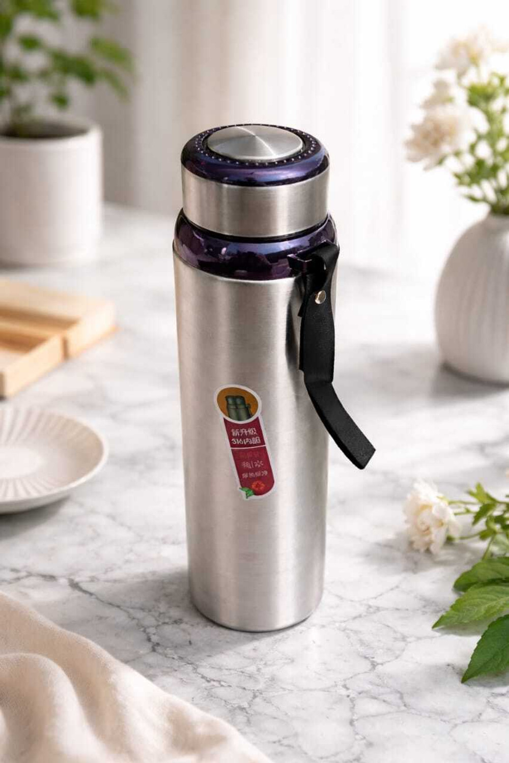 Image of GHARGENIUS 1000ml Stainless Steel Vacuum Insulated Water Bottle Flask with Leakproof Lid 1000 ml Steel Flask (Pack of 1, Silver)
