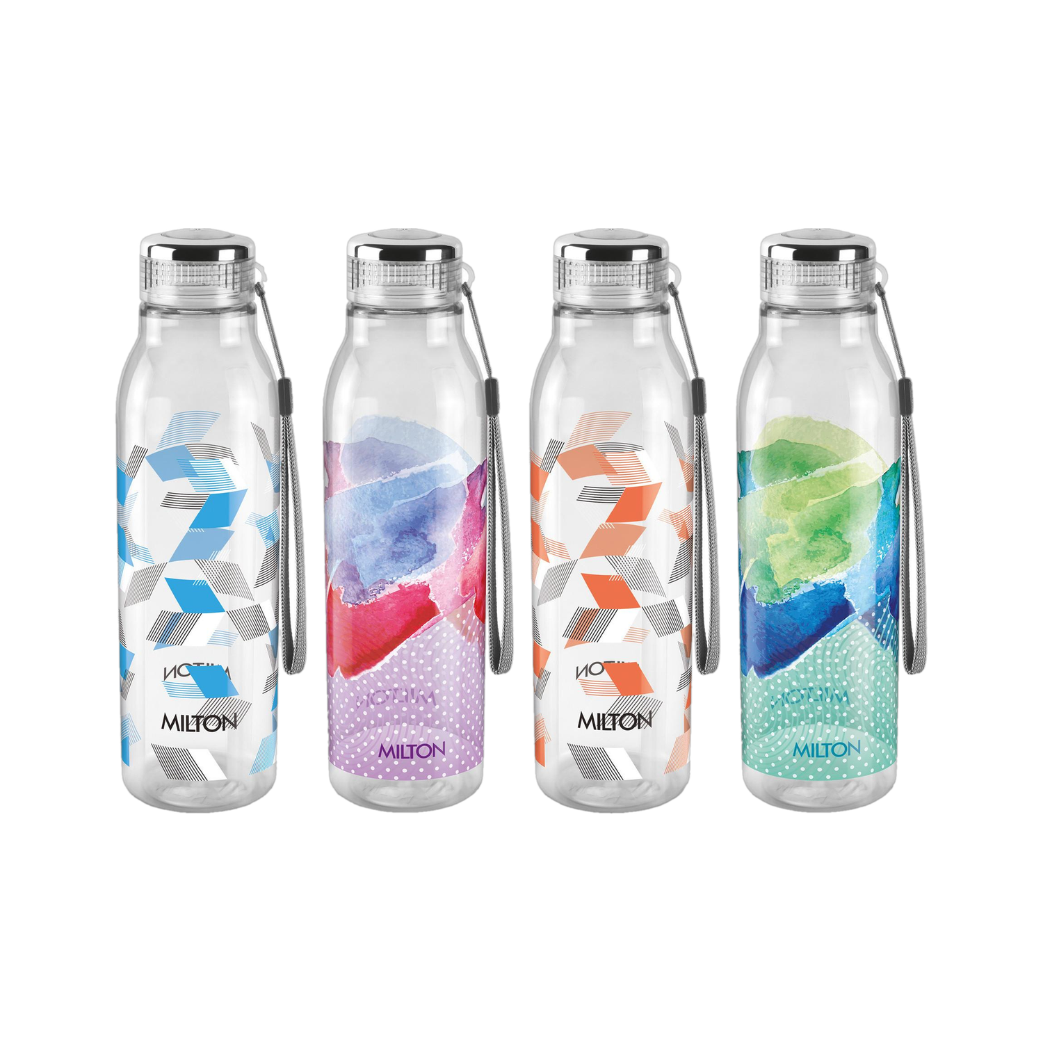 MILTON Helix 1000 Pet Water Bottle, Set of 4, 1 Litre Each, Multicolor 1000 ml Bottle  (Pack of 4, Multicolor, Plastic)