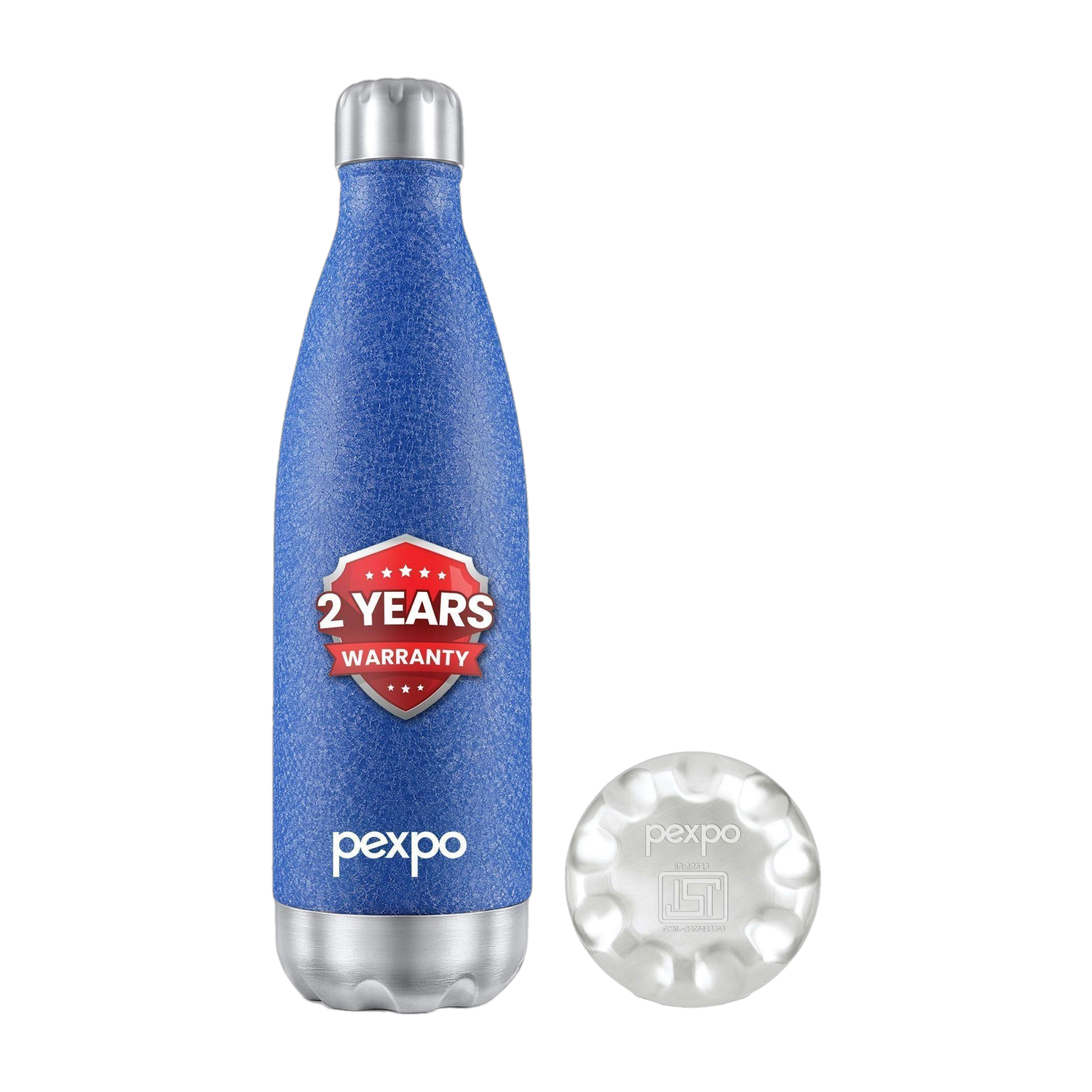 Pexpo Stainless Steel Bottles by PEXPO Pexpo Electro 1000 ML Tri-ply Vacuum Insulated Steel Bottle Steel Finish 1000 ml Flask  (Pack of 1, Blue, Steel)
