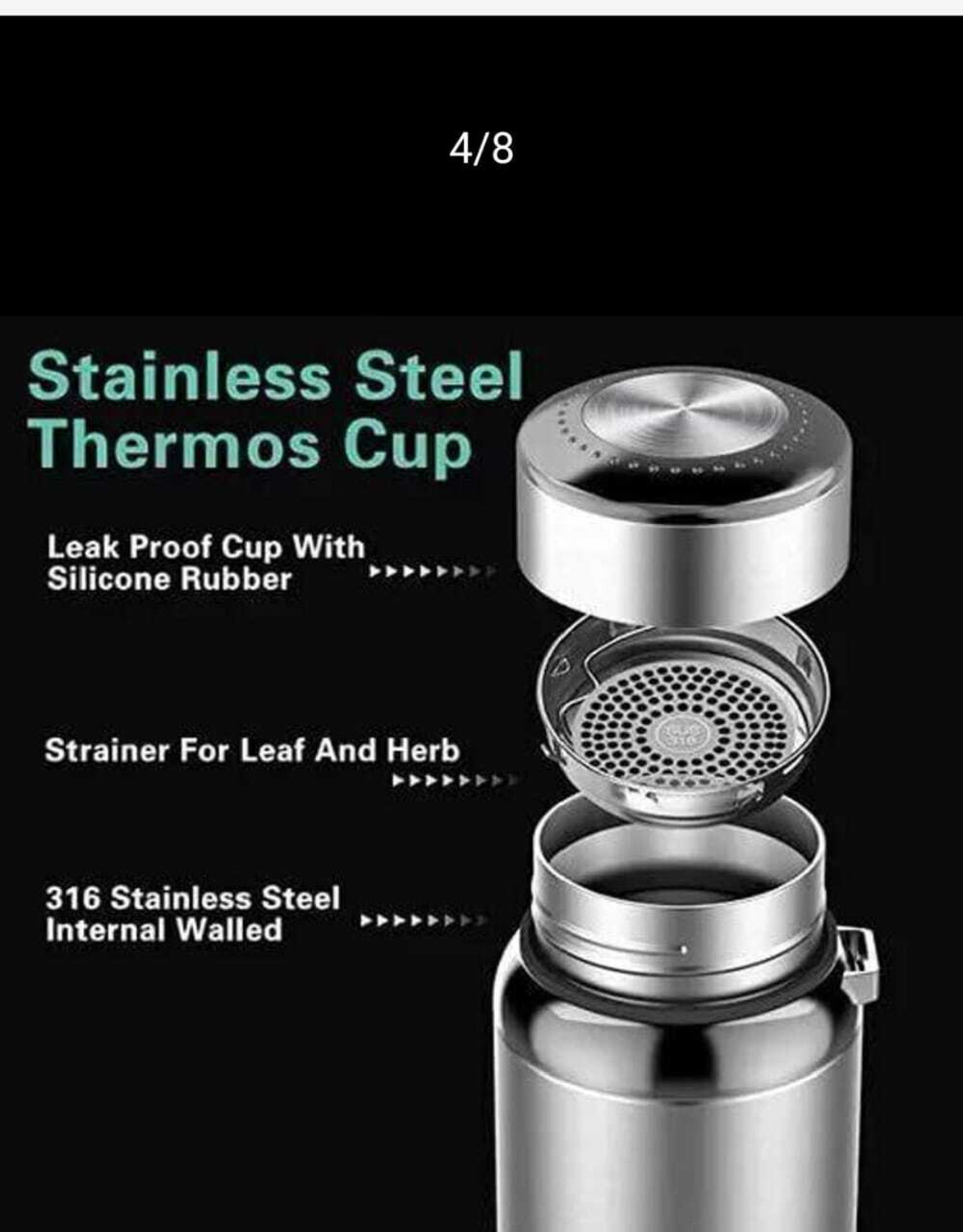Image of GHARGENIUS 1000ml Stainless Steel Vacuum Insulated Water Bottle Flask with Leakproof Lid 1000 ml Steel Flask (Pack of 1, Silver)
