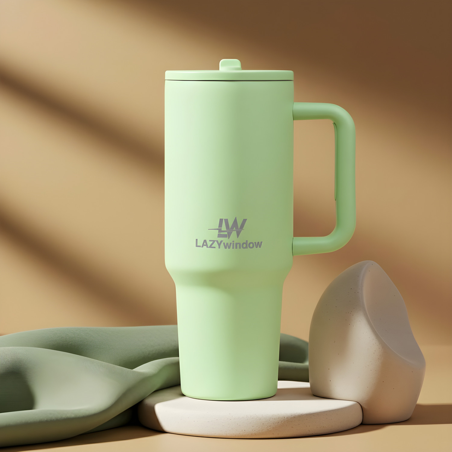 Image of LAZYwindow Insulated Stainless Steel Tumbler | Hot & Cold Thermos Cup with Straw 1200 ml Stainless Steel Sipper (Pack of 1, Black)