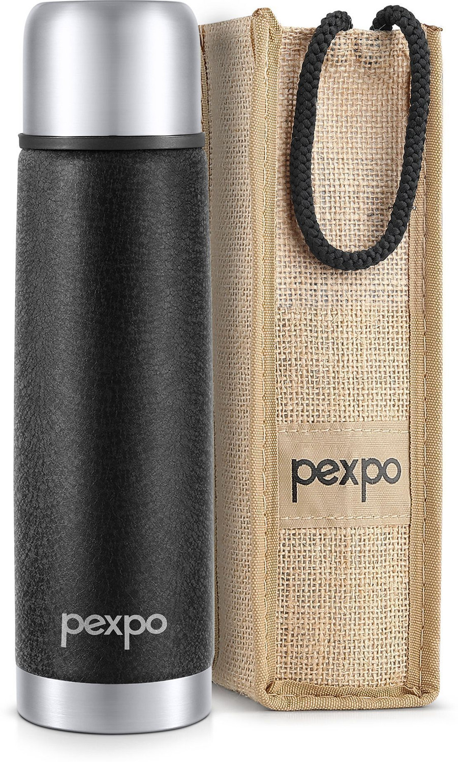pexpo by PEXPO Flamingo 500 ML Tri-ply Vacuum Insulated Steel Bottle 3X Durable with Jute Bag 500 ml Flask