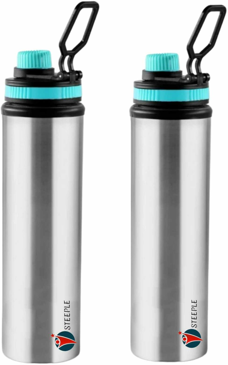 Image of Dhara Stainless Steel Single Wall Football 800 Leak Proof Airtight Flip Cap Water Bottle 800 ml Steel Bottle (Pack of 2, Green)