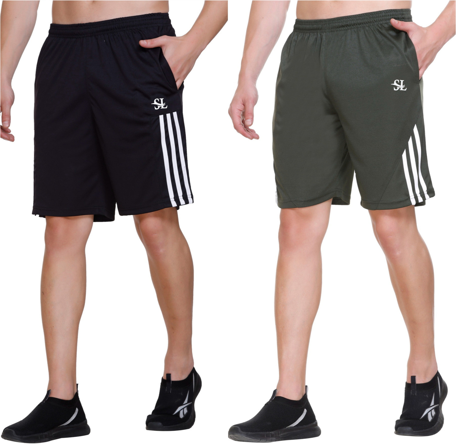 Image of Avesgarments Solid Men Green Casual Shorts