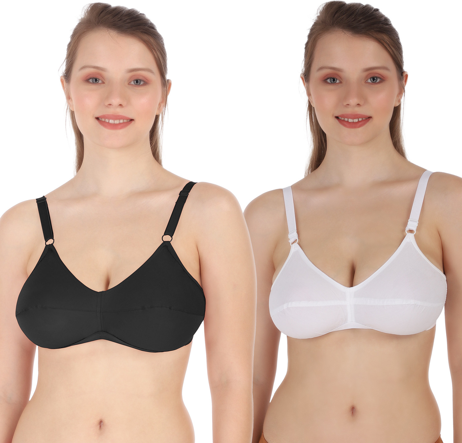 Image of Belle Non Slip Pack of 3 Women Full Coverage Non Padded Bra (Multicolor)