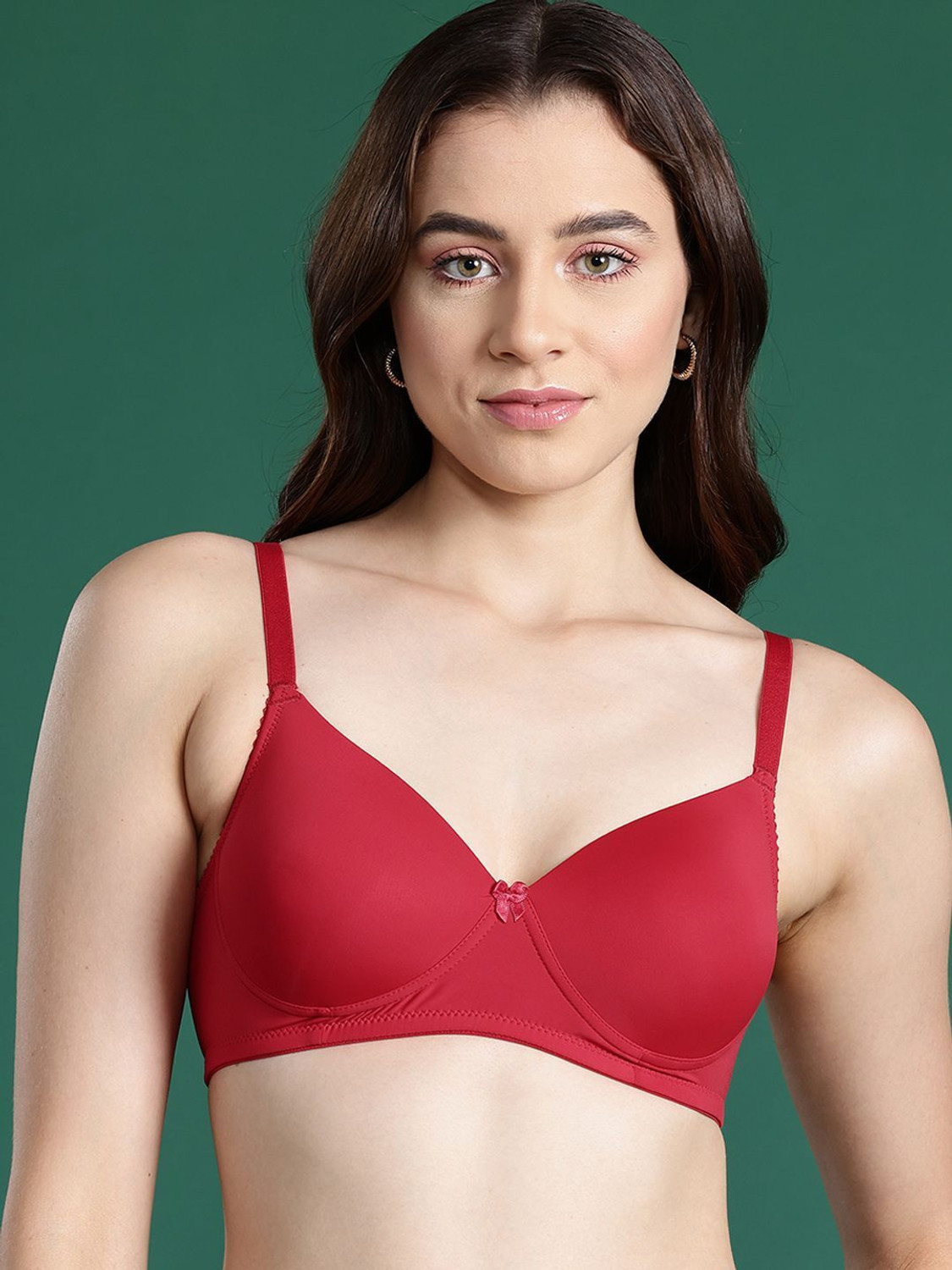 Image of Dressberry Women T-Shirt Lightly Padded Bra (Red)