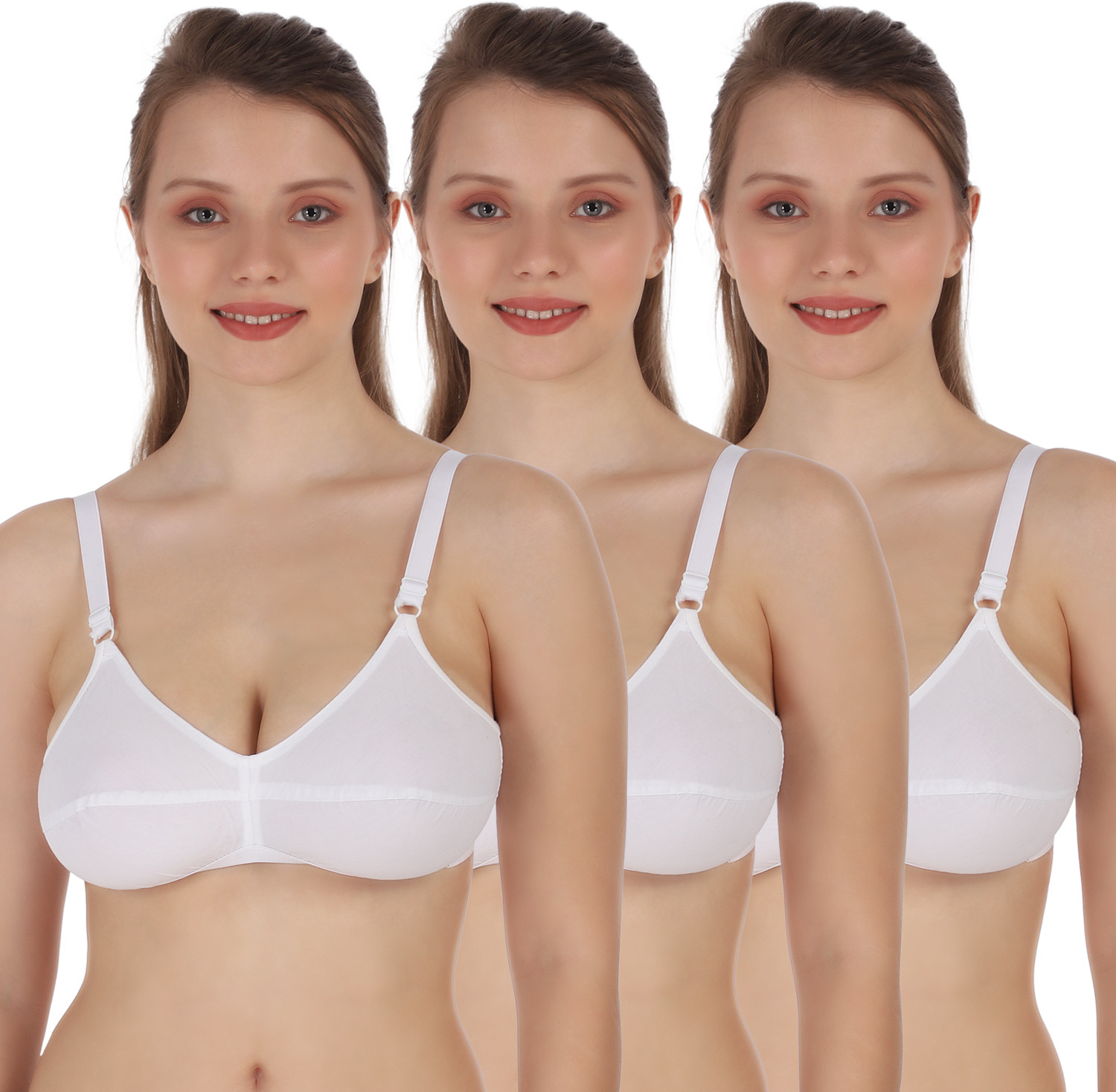 Image of Belle Non Slip Pack of 3 Women Full Coverage Non Padded Bra (Multicolor)