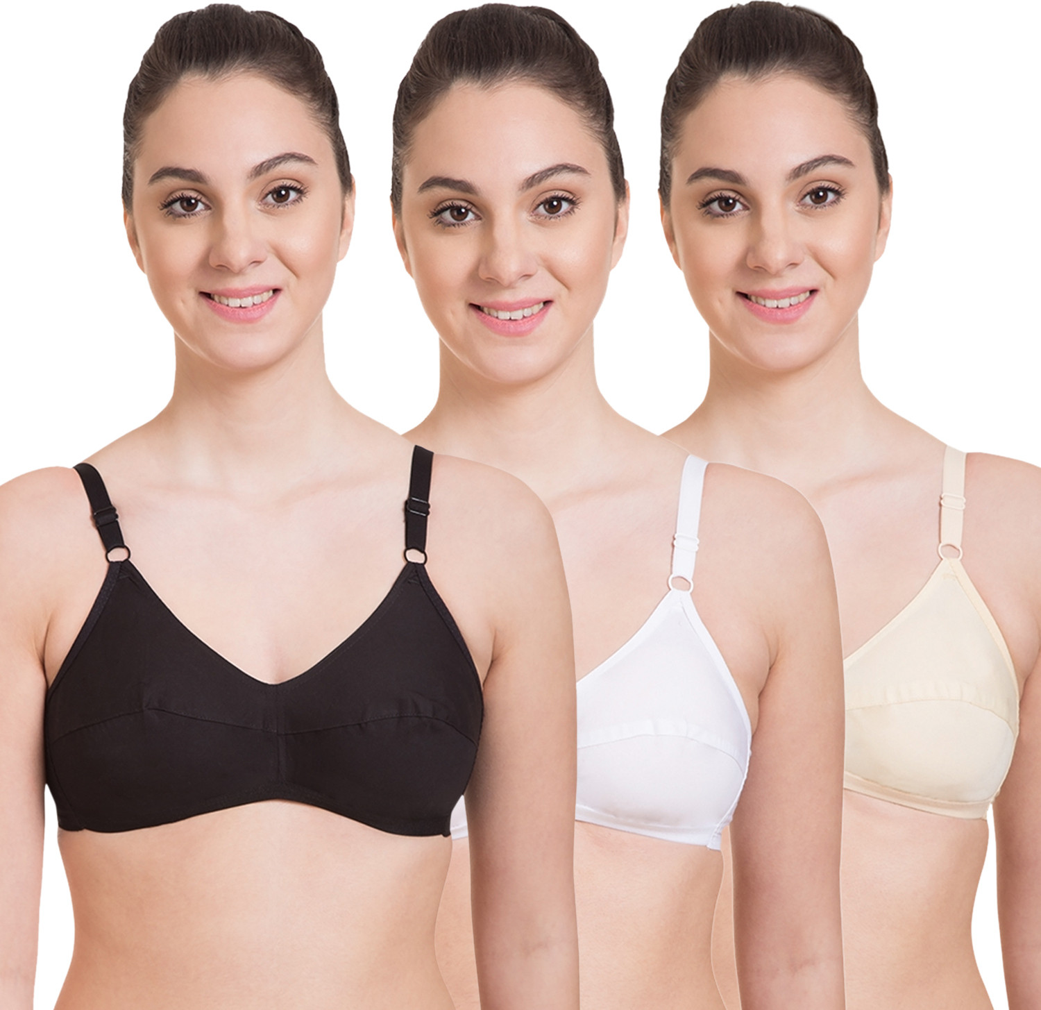 Image of Belle Non Slip Pack of 3 Women Full Coverage Non Padded Bra (Multicolor)
