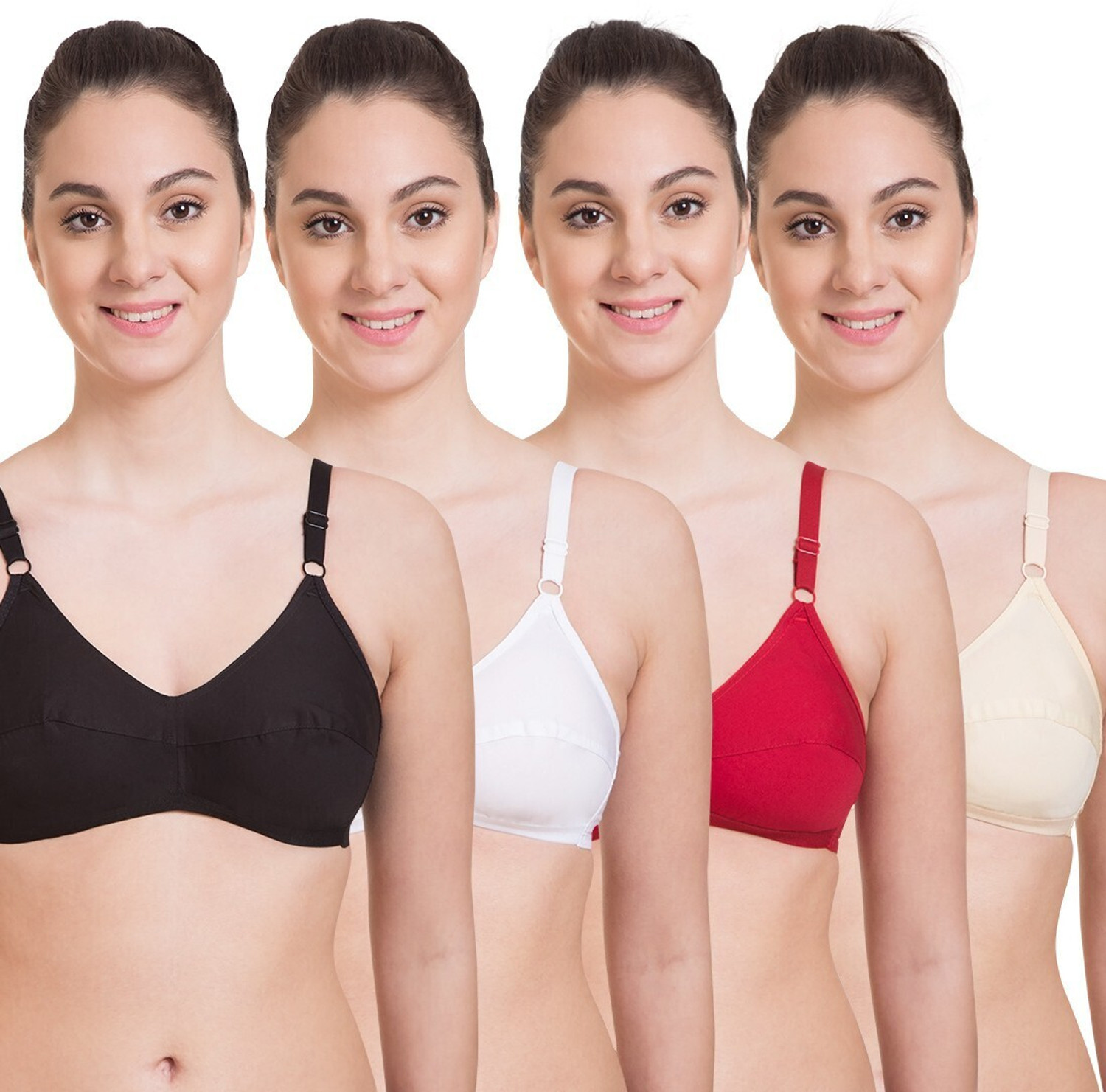 Image of Belle Non Slip Pack of 3 Women Full Coverage Non Padded Bra (Multicolor)