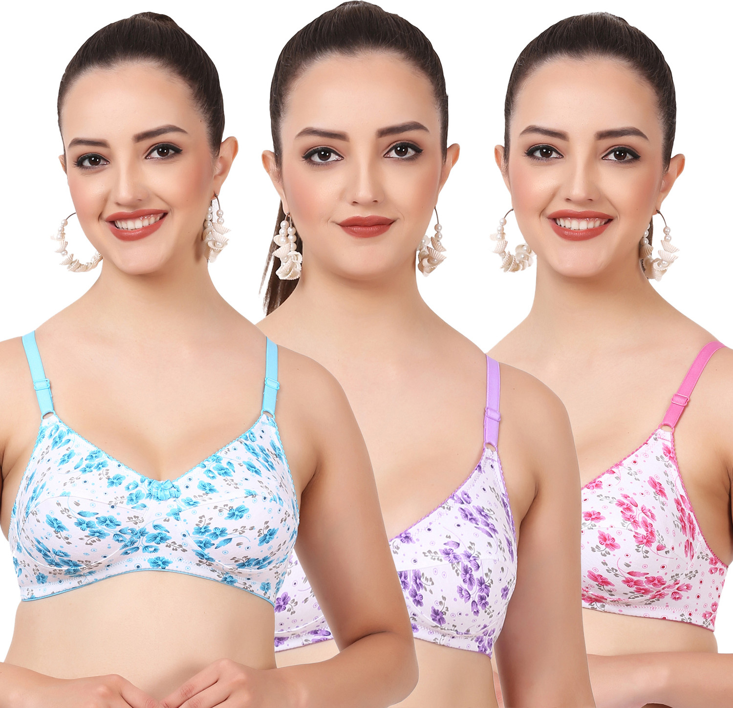 Image of SHREEJISPHERE Pack of 2 Women Everyday Lightly Padded Bra (Multicolor)