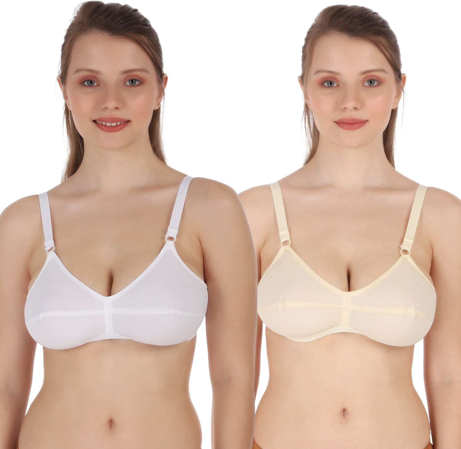 Image of Belle Non Slip Pack of 3 Women Full Coverage Non Padded Bra (Multicolor)