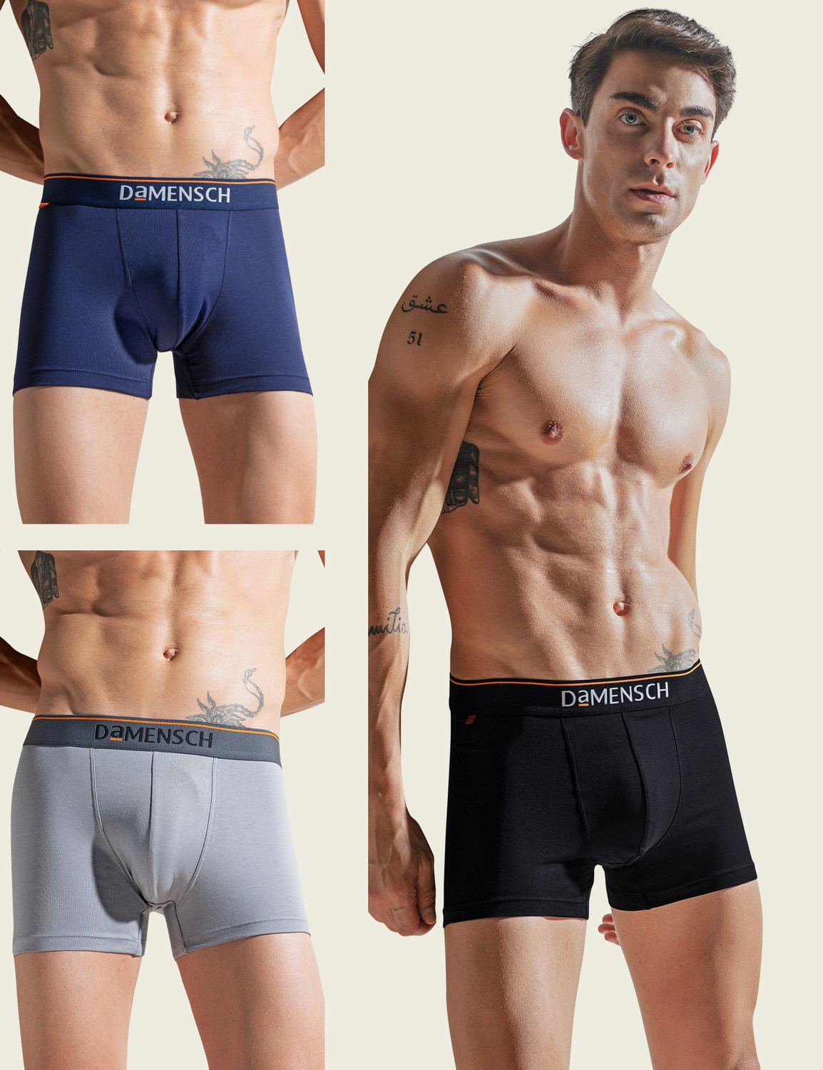 Image of Damensch Pack of 3 Feel Mint Cotton Anti-Bacterial Solid Men Trunk