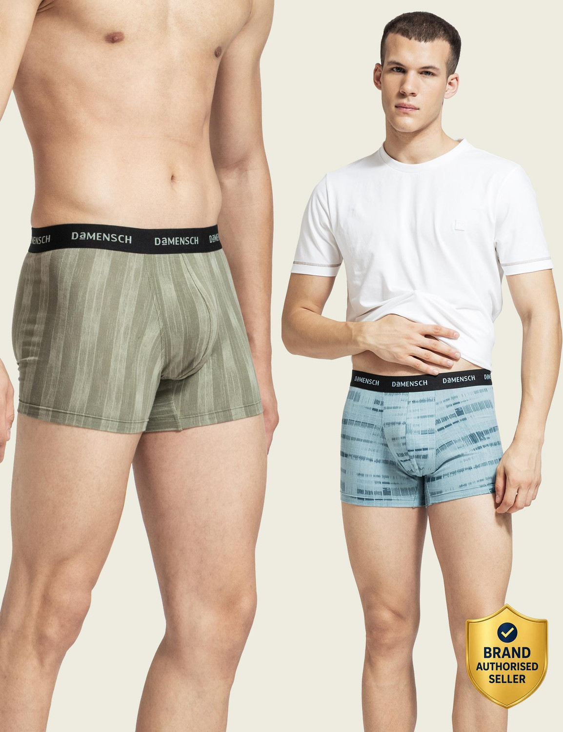 Image of Damensch Pack of 3 Feel Mint Cotton Anti-Bacterial Solid Men Trunk