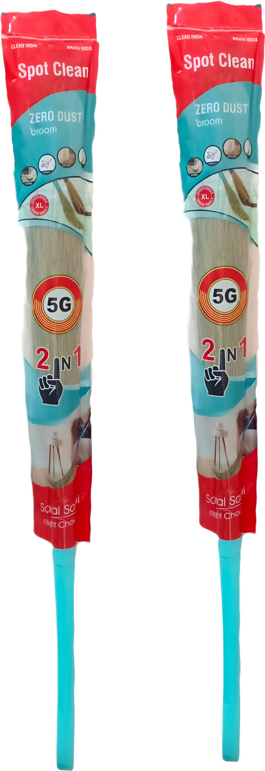 Image of DustOut Washable Broom Plastic Dry Broom (Multicolor, 2 Units)