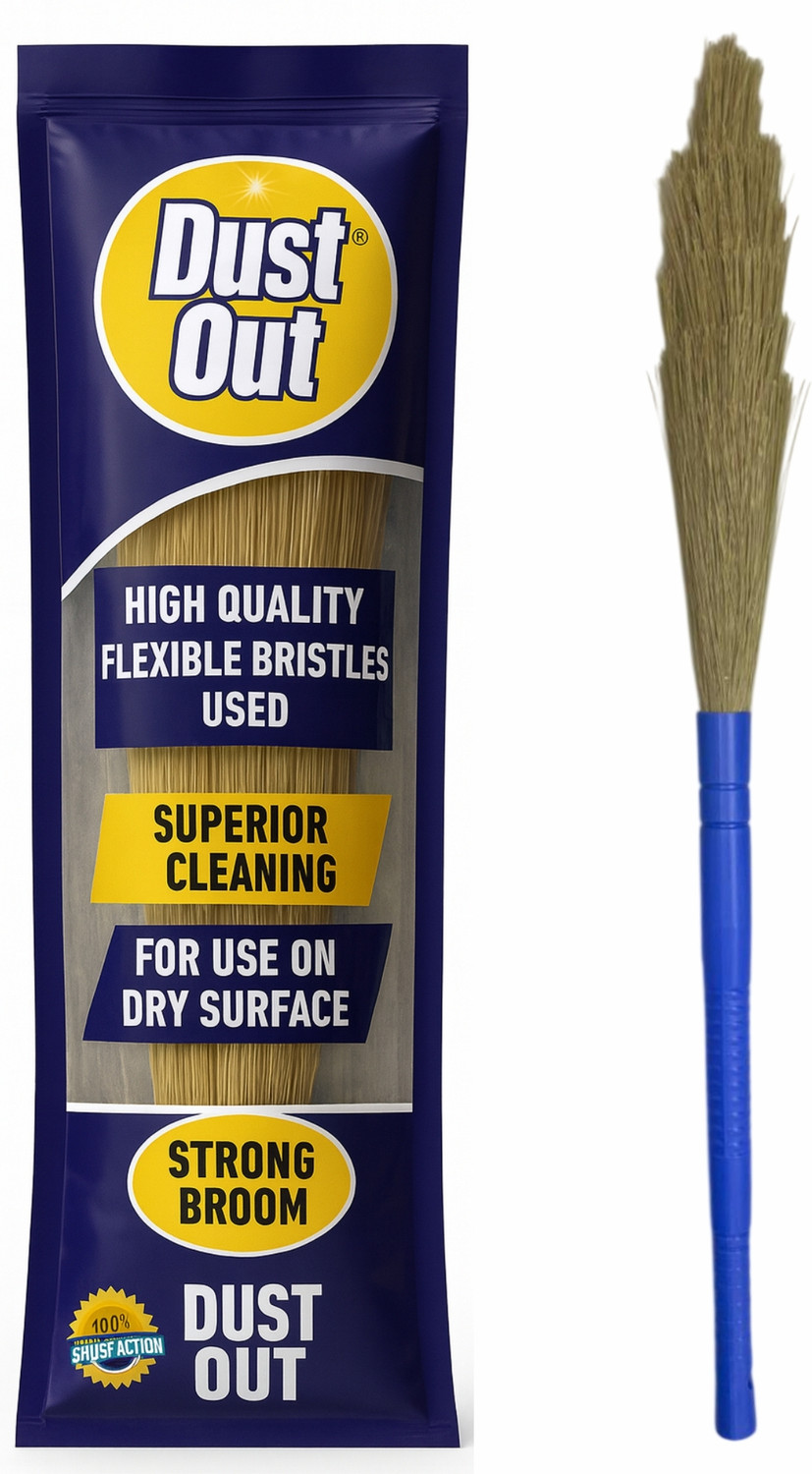 Image of DustOut Washable Broom Plastic Dry Broom (Multicolor, 2 Units)