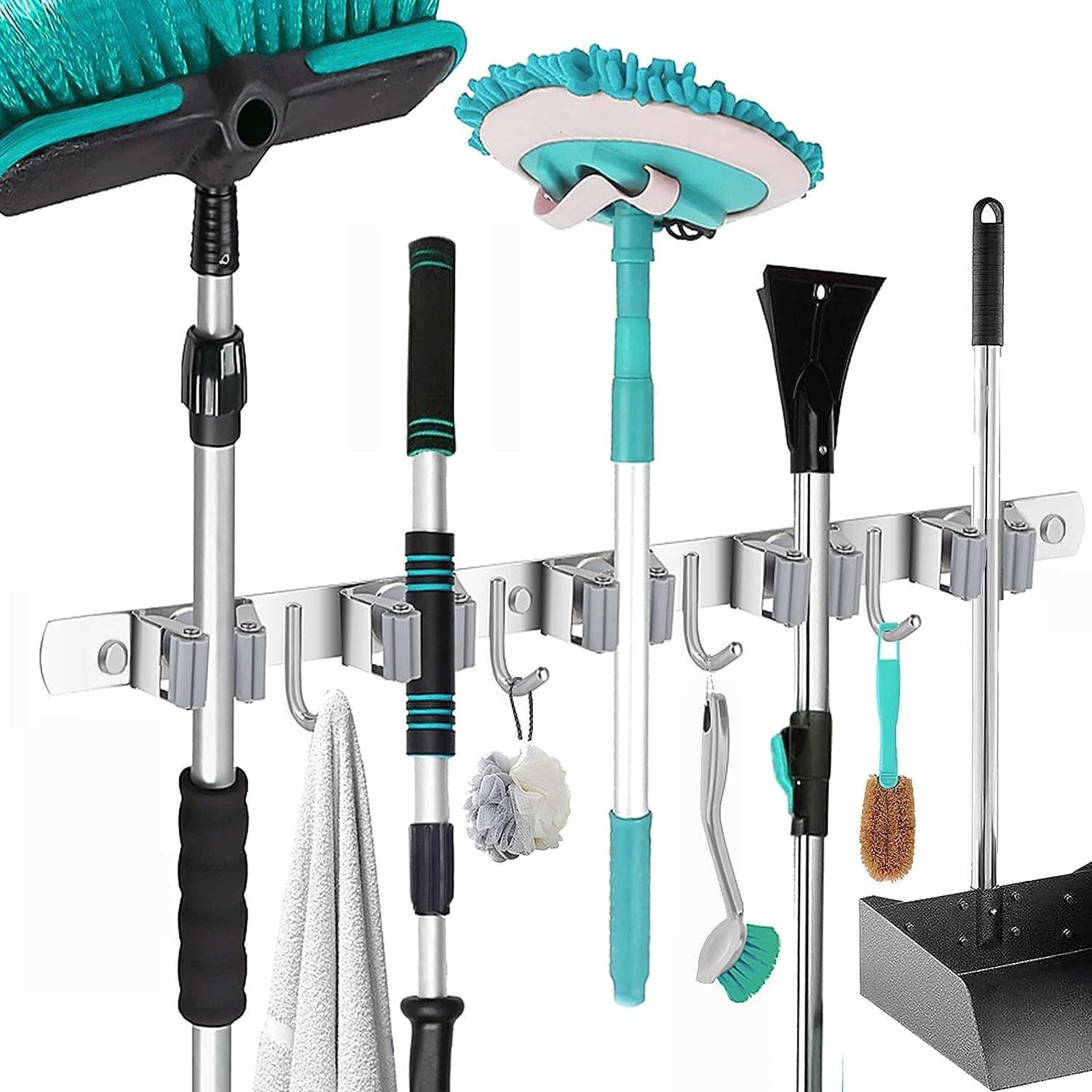 Image of brandstore Steel Stainless Steel Broom Holder (5 Holders)