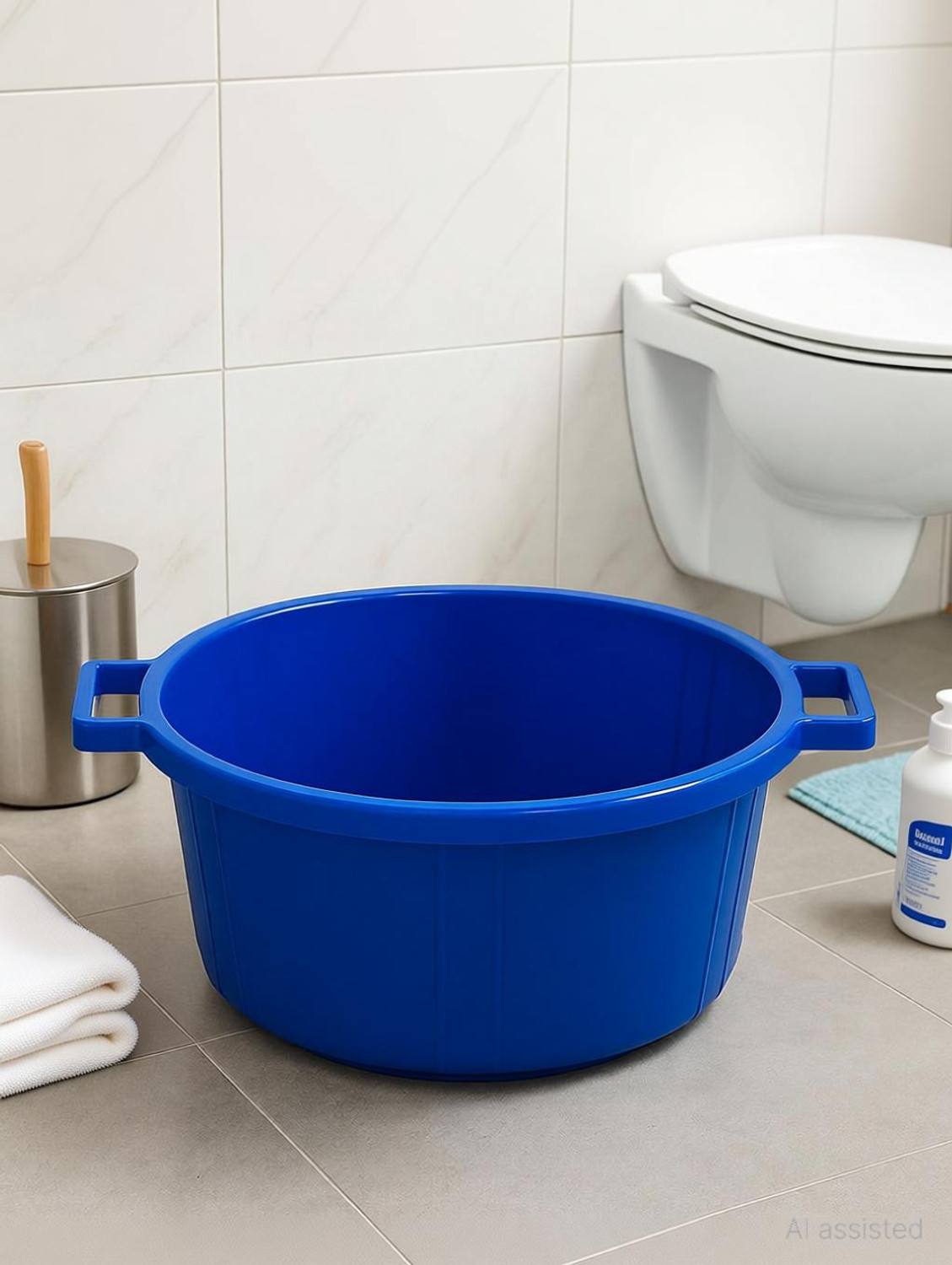 Image of balajiindustry Bucket for Bathroom 25 Litre - Large Plastic Tub Bucket with Handles 25 L Plastic Bucket (Blue)