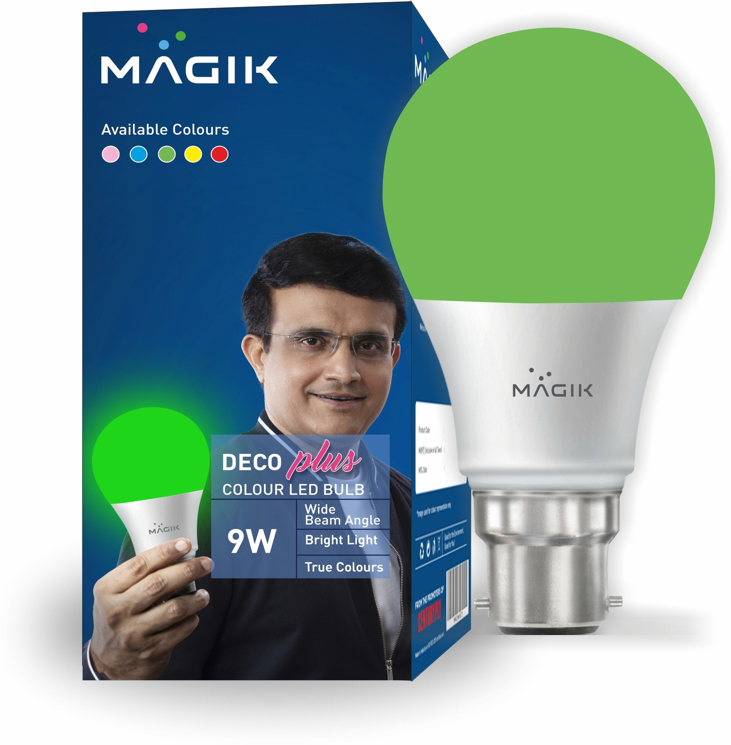 Image of Magik 9 W Basic Round B22 LED Bulb (Green)