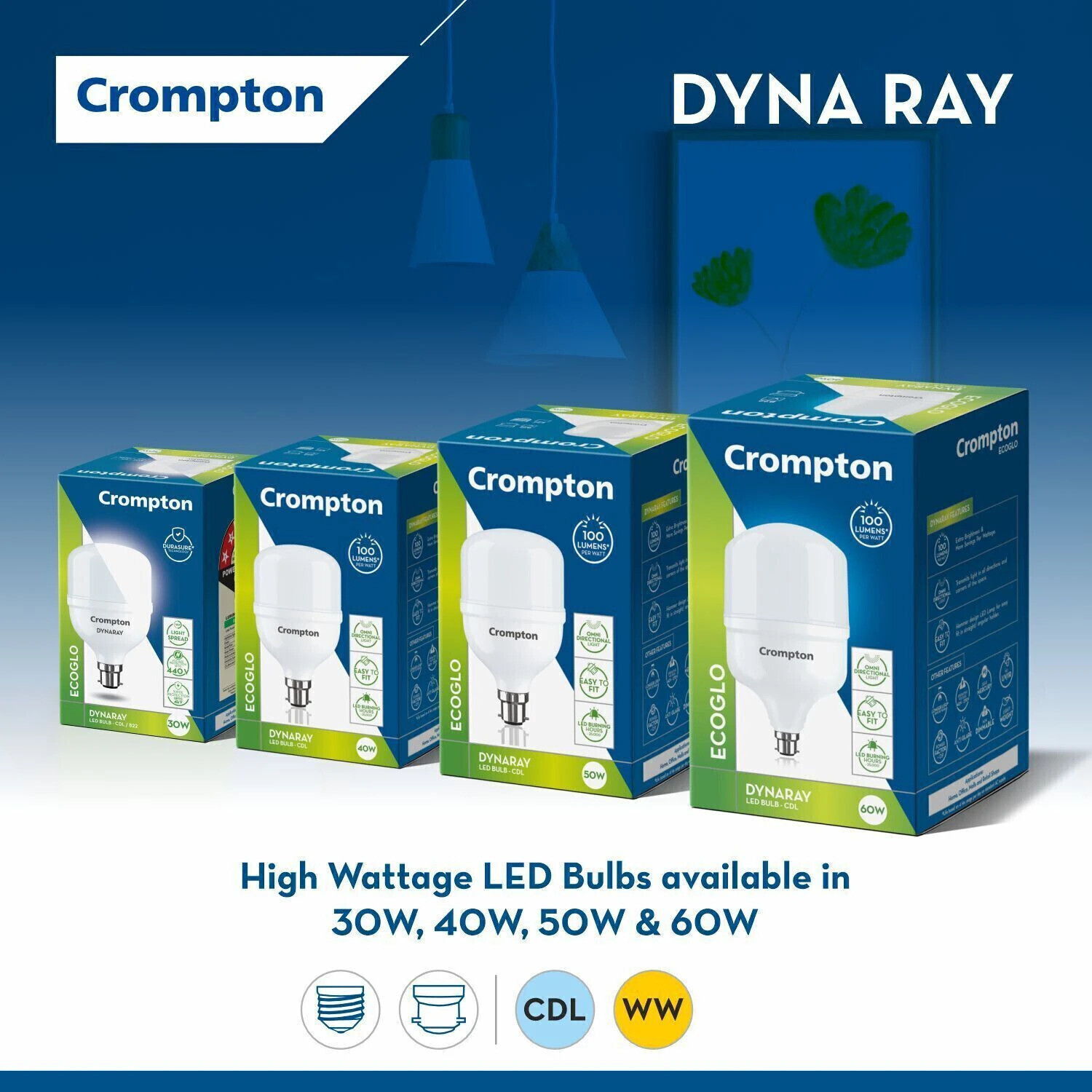 CROMPTON 30w b22 led bulb white pack of-02 30 W Standard B22 LED Bulb