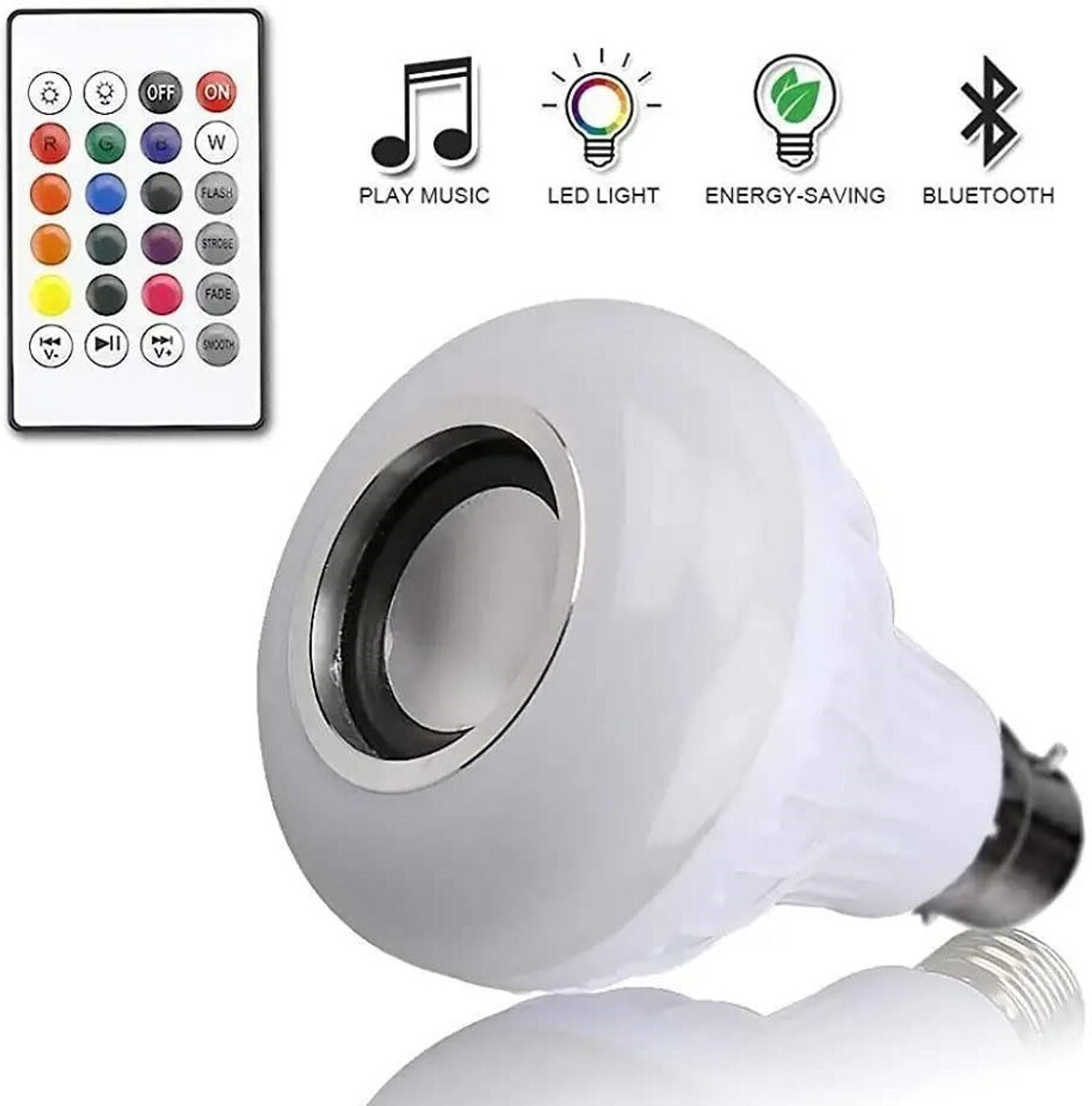 Image of REXBURG 220 W Bluetooth Round B24 LED Bulb (Multicolor, RGB, Red, Pink, Purple, Green, Gold)