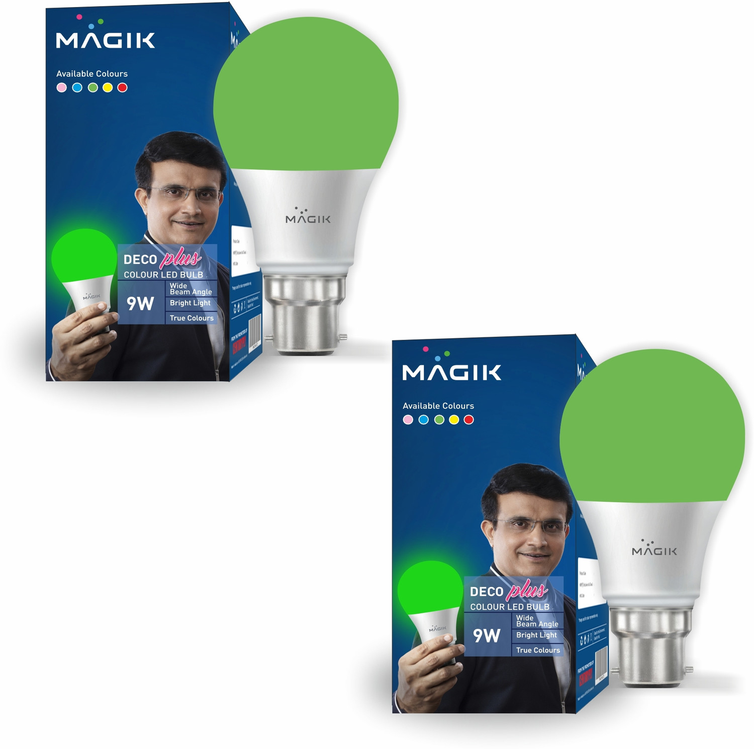 Image of Magik 9 W Basic Round B22 LED Bulb (Green)