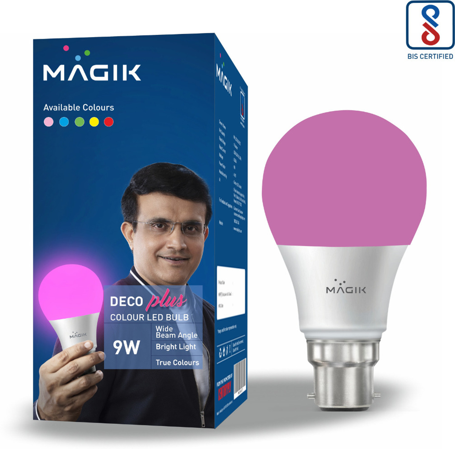 Image of Magik 9 W Basic Round B22 LED Bulb (Green)