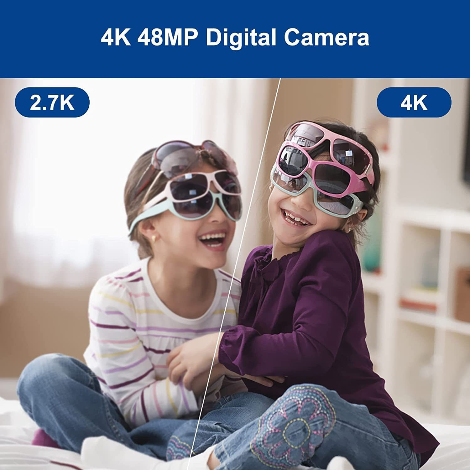 Image of LEQTRONIQ 4K Digital Camera 48 MP Camera with 16x Digital Zoom & Autofocus & 32GB SD Card Camcorder