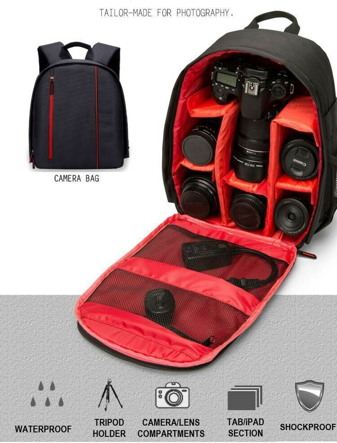 Image of SIDRUM W3 Camera Backpack Bag Laptop Case for DSLR /SLR Camera Waterproof, Shoulder Bag Camera Bag