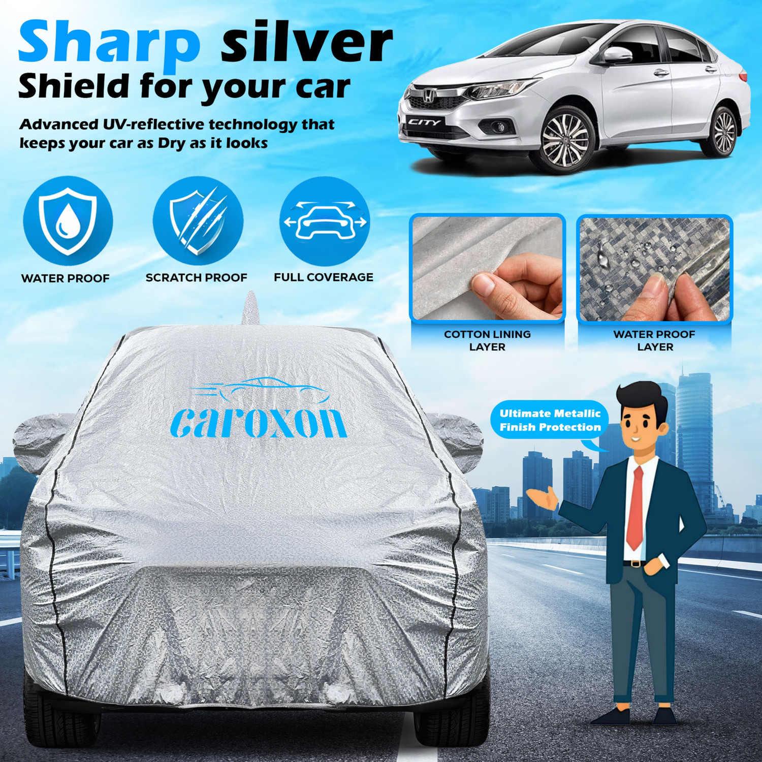 Image of TAXZONE Mahindra XUV 3XO Body Cover (Silver, For 2024, 2024 Models)