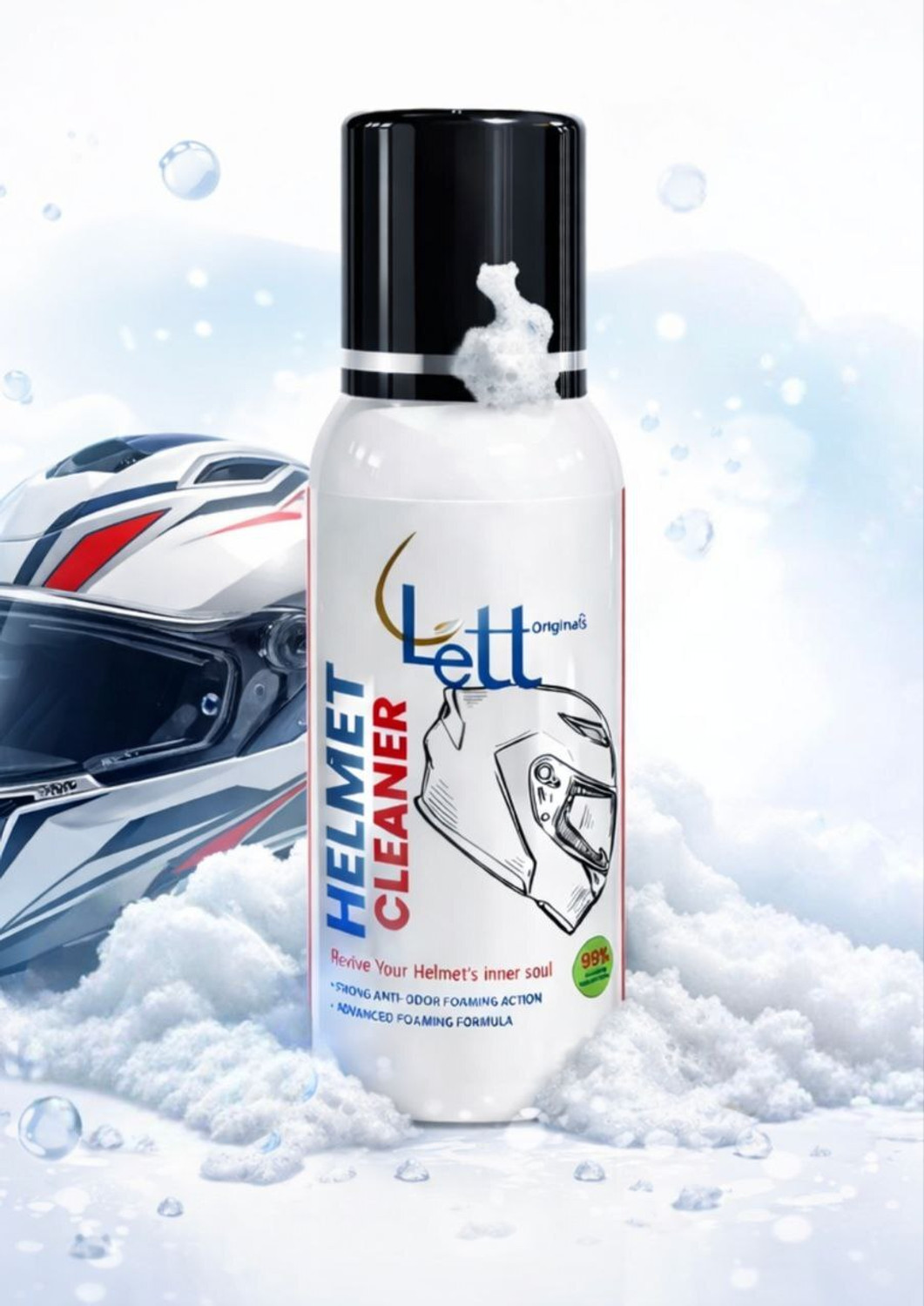 Image of Lett Originals Helmet Cleaner Foam | Removes Odour, Sweat & Germs | 120 ml LT02022 Vehicle Interior Cleaner (120 ml)