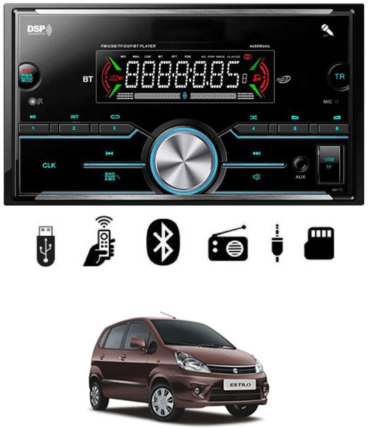 Image of MATIES Media Player With Phone Holder MP3 Player with BT /FM /USB /AUX For-Zen Estilo Car Stereo (Single Din)