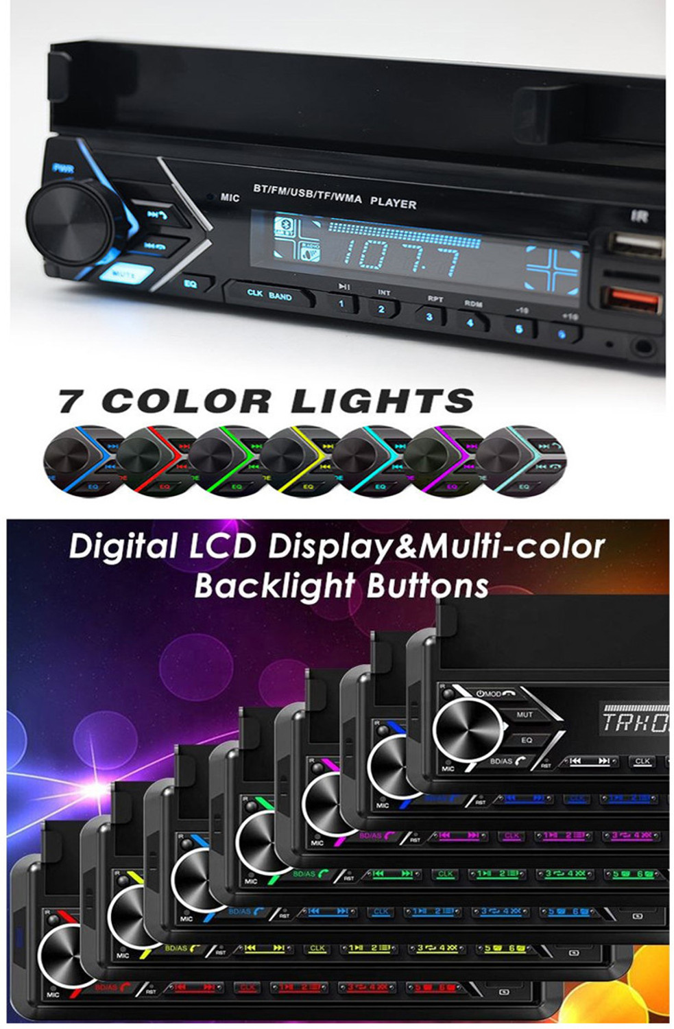 Image of MATIES Media Player With Phone Holder MP3 Player with BT /FM /USB /AUX For-Zen Estilo Car Stereo (Single Din)