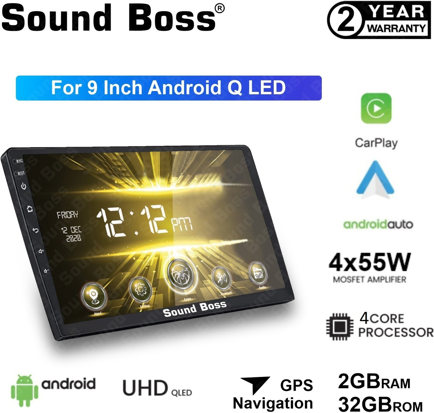 Sound Boss Androidify 3rd Generation 9" Inch QLED IPS Android (2GB/32G