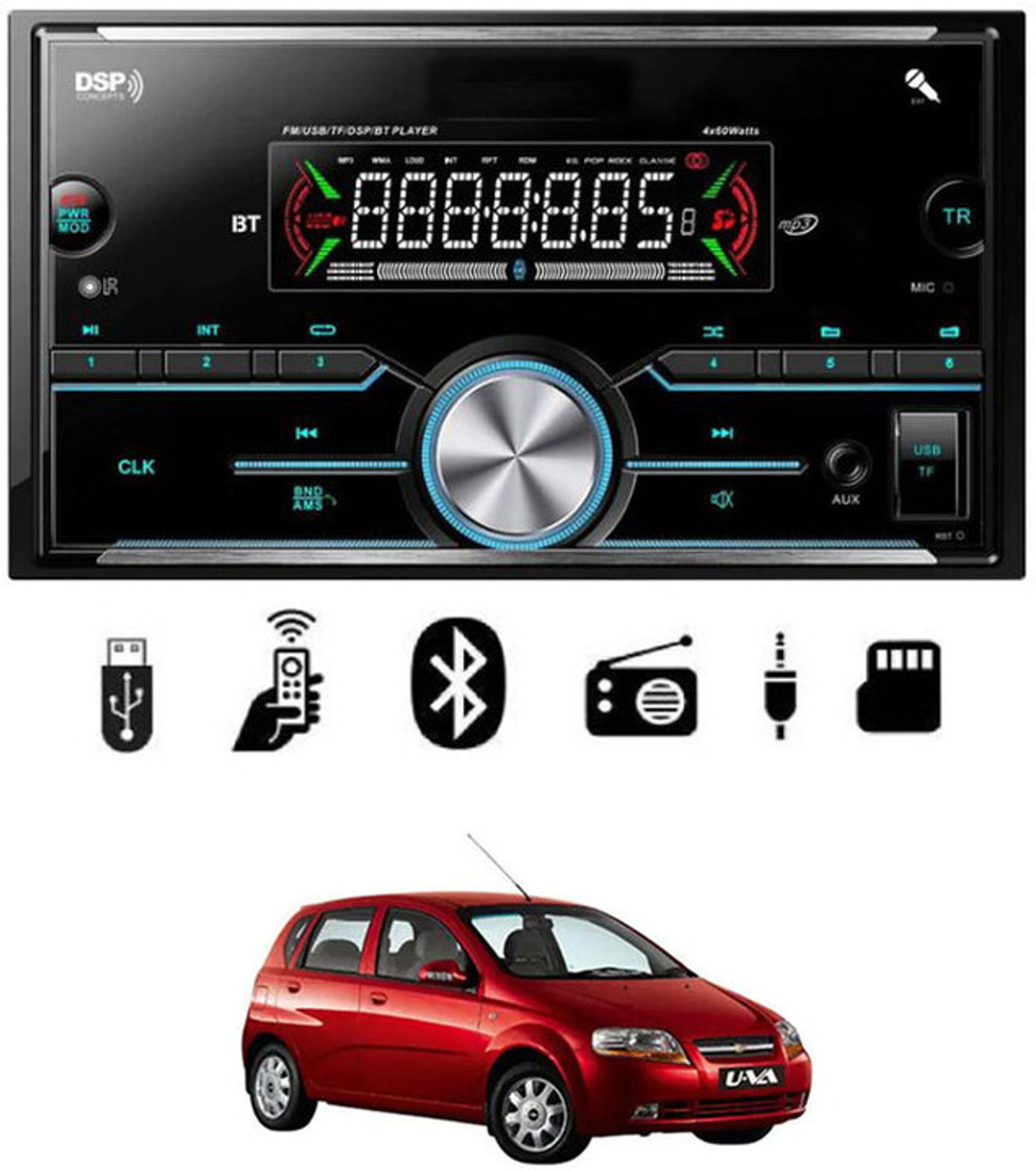 Image of MATIES Media Player With Phone Holder MP3 Player with BT /FM /USB /AUX For-Zen Estilo Car Stereo (Single Din)