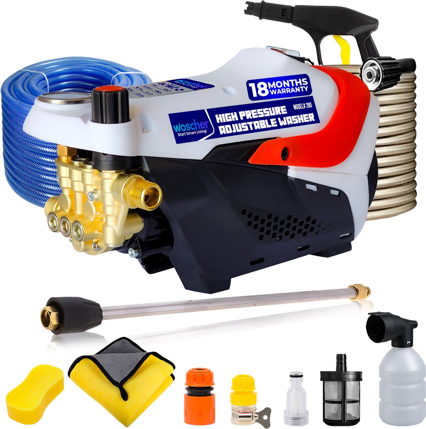 Woscher 280 Waterpro 2200W Car Washer – 150 Bar, 8L/min