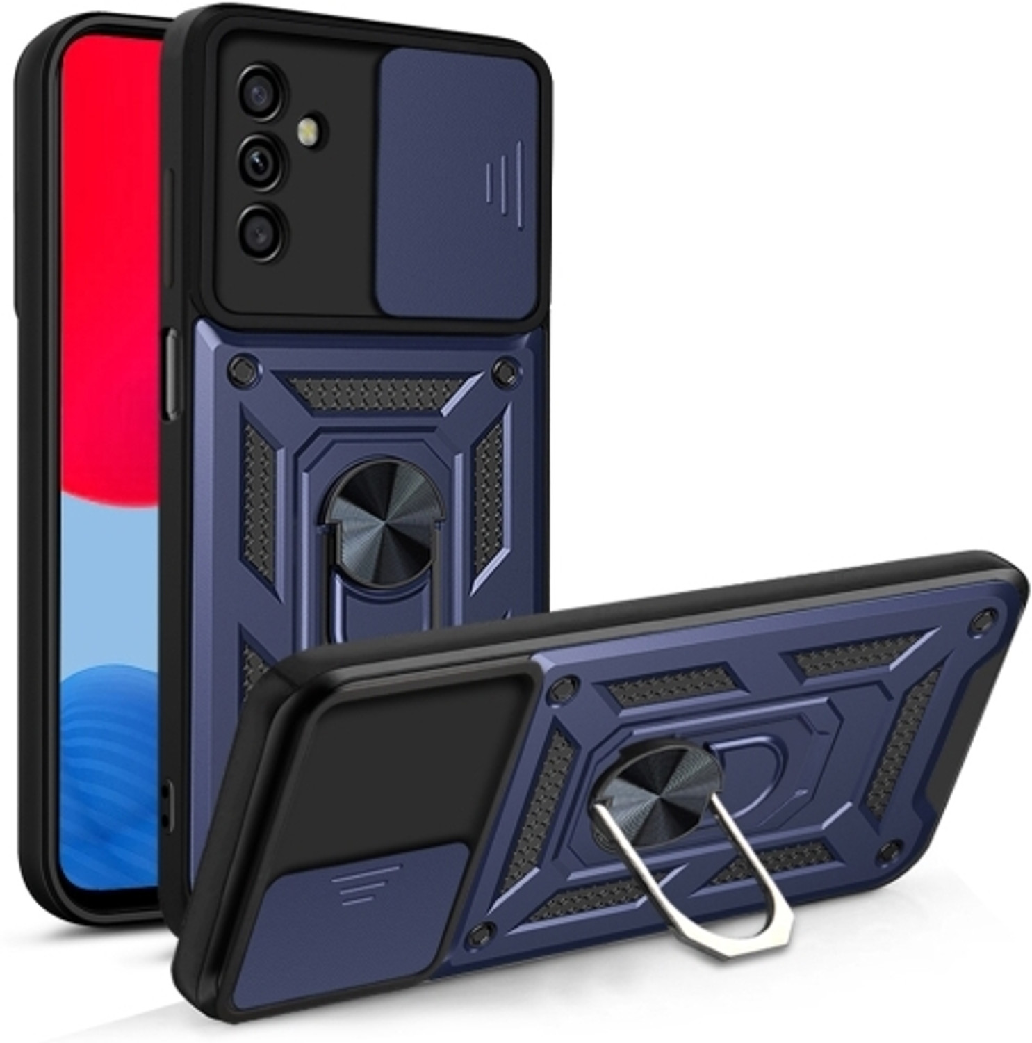 Image of RUNICHA Back Cover for SAMSUNG Galaxy A55 5G (Blue, Shock Proof, Metal, Rubber, Pack of: 1)