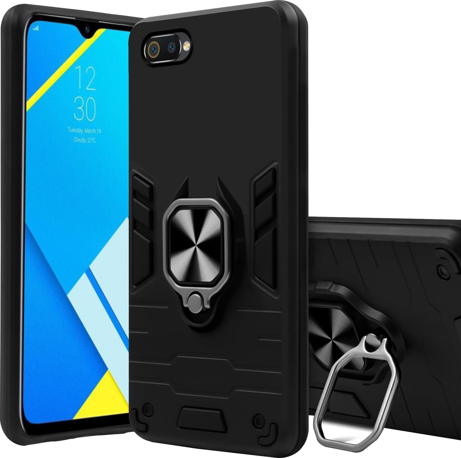 Image of BOZTI Back Cover for Realme 7 Pro (Black, Rugged Armor, Pack of: 1)